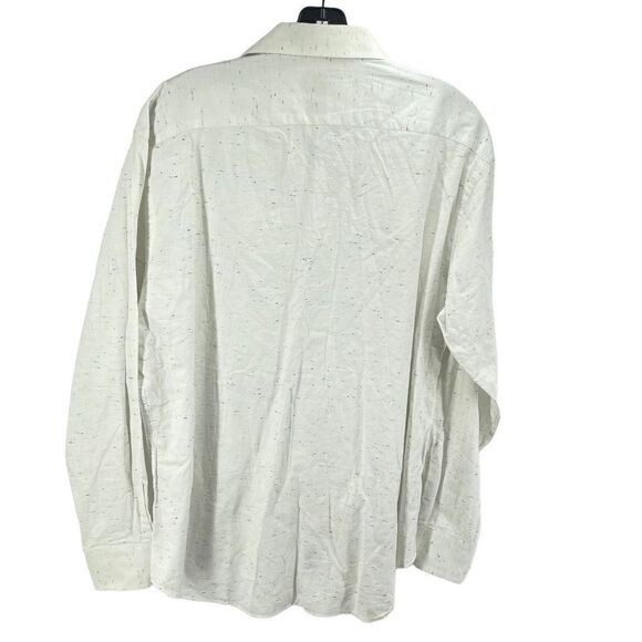 Thomas Dean Mens Button Up Shirt Multicolor Speckled Long Sleeve White Large - Picture 13 of 13